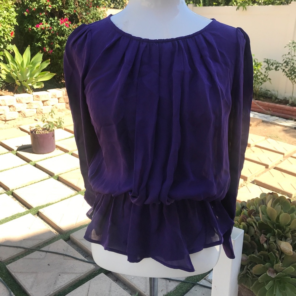 Joie 100% Silk Purple Peplum Blouse